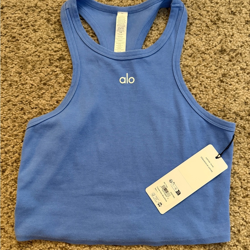 Alo Aspire Tank - Crystal Clear Blue size large SOLD OUT